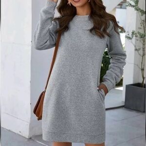 [SHEIN] grey sweatshirt dress with pockets